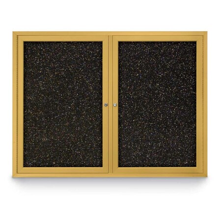 United Visual Products Sliding Door Indoor Enclosed Corkboard, 7 UV9027ACSH-GOLD-DRKSPR